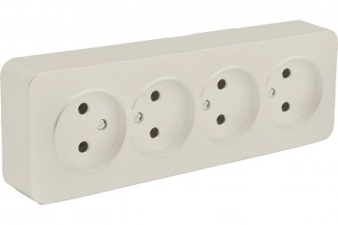 Фотография товара 'Feron 49503 Розетка STEKKER MST10-14-04 на 4 гнездо, без заземления'