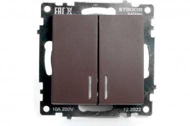 Фотография товара 'Feron 49021 Выключатель двухклавишный STEKKER GLS10-7102-04, серия Катрин'