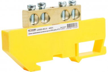 Фотография товара 'Feron 49551 LD555-812- 4 Шина "PE" на изоляторе 8*12 на DIN-рейку 4 вывода'