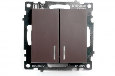 Фотография товара 'Feron 49019 Выключатель двухклавишный STEKKER GLS10-7104-04, серия Катрин'