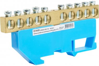 Фотография товара 'Feron 49540 LD555-812-10 Шина "N" на изоляторе 8*12 на DIN-рейку 10 выводов'