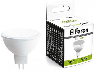 Фотография товара 'Feron 41388 Лампа светодиодная LB-3024, MR16 (рефлекторная), 5.5W 230V G5.3 4000К'