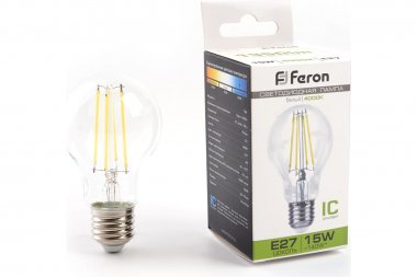 Фотография товара 'Feron 38242Лампа светодиодная филамент LB-615, A60 (шар), 15W 230V E27 4000К'
