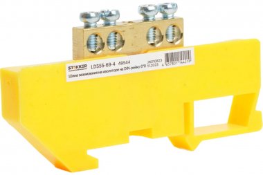 Фотография товара 'Feron 49544 LD555-69-4 Шина "PE" на изоляторе 6*9 на DIN-рейку 4 вывода'