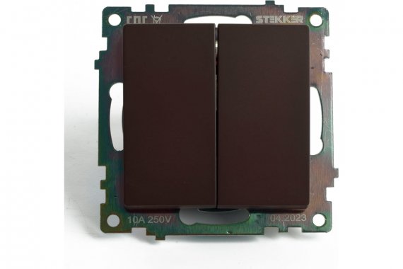 Фотография товара 'Feron 49170 Выключатель двухклавишный STEKKER GLS10-7107-04, серия Катрин'