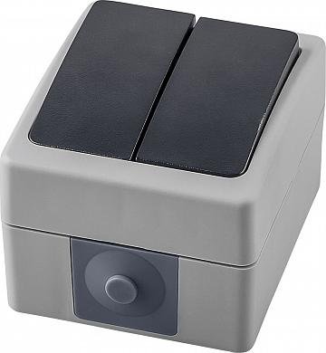 Фотография товара 'Feron PSW10-121-54 Выключатель двухклавишный открытой установки, 250В, 10А, IP54 32753'