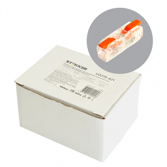 Фотография товара 'Feron 49780 Клемма пружинная компактная STEKKER LD219-421, 2-проводная 0,2-4мм2, 450В, 32А'