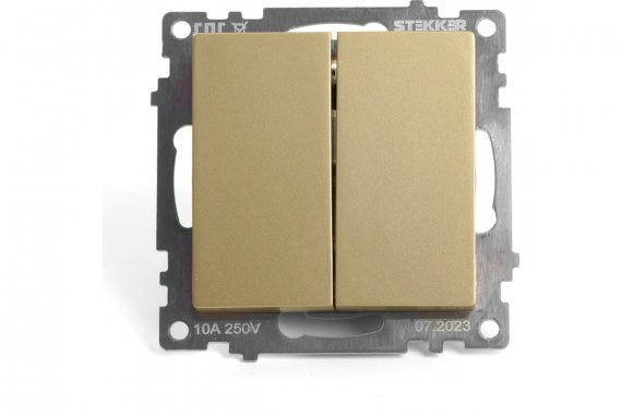 Фотография товара 'Feron 49216 Выключатель двухклавишный STEKKER GLS10-7104-08, серия Катрин'