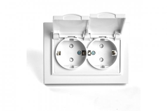 Фотография товара 'Feron 49139 Розетка STEKKER PST16-9015-01 на 2 гнездо, с крышкой, с заземлением'