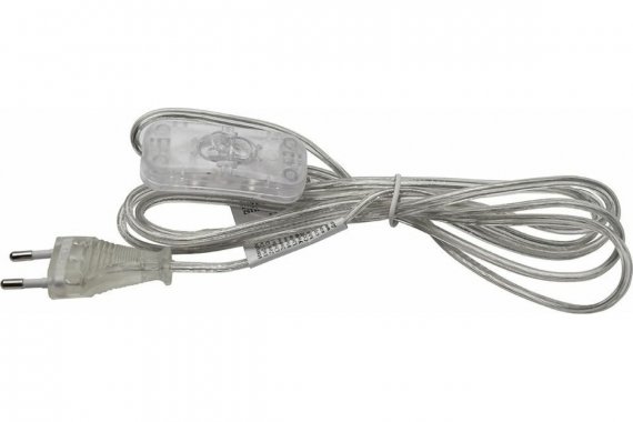 Фотография товара 'Feron 41152 Сетевой шнур (с выключателем) прозрачный, 2м'