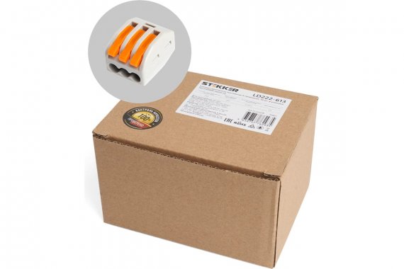 Фотография товара 'Feron 39867 Клемма пружинная универсальная STEKKER LD222-613, 3-проводная 0,5-6 мм2, 450В'