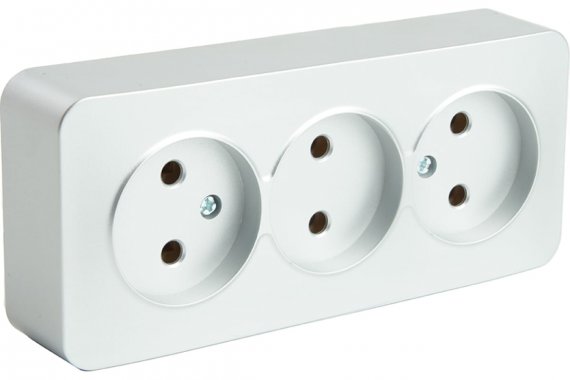 Фотография товара 'Feron 49329 Розетка STEKKER MST10-13-03 на 3 гнездо, без заземления'