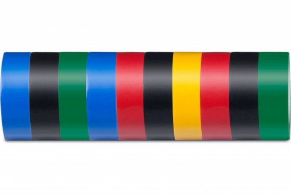 Фотография товара 'Feron Изоляционная лента 0,13*19мм, 100 м., комплект 10 штук, мультиколор, INTP01319-100 39290'