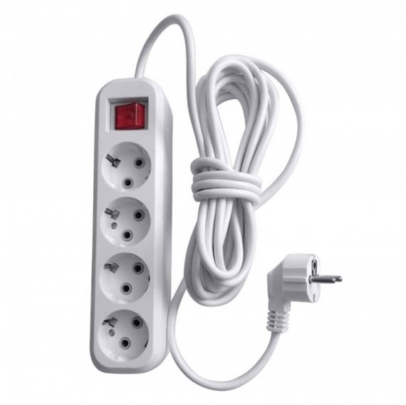 Фотография товара 'Feron Удлинитель четырехместный с/з с выключателем, 3x0,75, 2м, серия Home, HM03-41-02 (У10А-003), белый 39523'