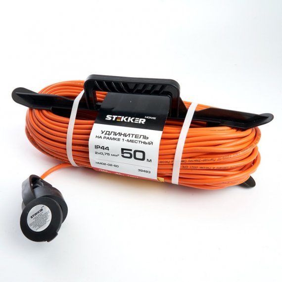 Фотография товара 'Feron Удлинитель на рамке 1-местный б/з, 2*0,75, 50м, оранжевый, (Атлант, 40186), HM02-02-50 39493'