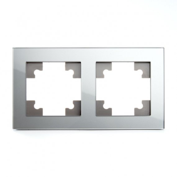 Фотография товара 'Feron Рамка горизонтальная 2-местная, серия Катрин, GFR00-7002-03, серебро 39532'