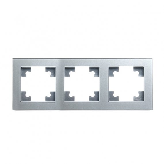 Фотография товара 'Feron Рамка горизонтальная 3-местная, серия Катрин, GFR00-7003-03, серебро 39533'