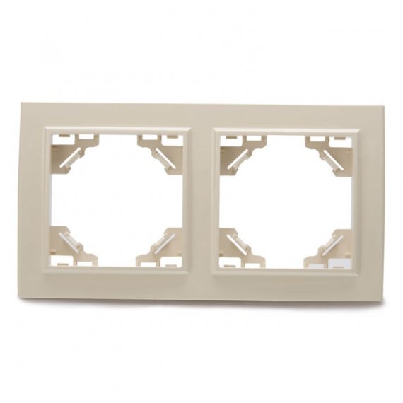 Фотография товара 'Feron Рамка двухместная горизонтальная, серия Эрна, PFR00-9002-02, слоновая кость 39241'