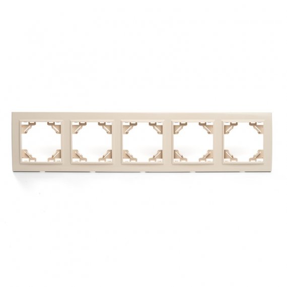 Фотография товара 'Feron Рамка пятиместная горизонтальная, серия Эрна, PFR00-9005-02, слоновая кость 39621'