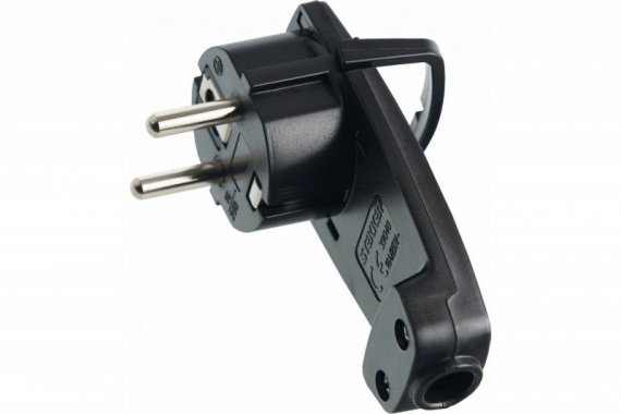 Фотография товара 'Feron Вилка угловая плоская с кольцом с/з, PPG16-45-202, черный 39040'