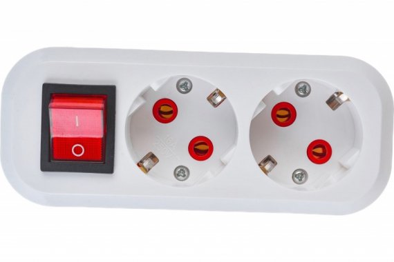 Фотография товара 'Feron Розетка переносная разборная 2-местная с/з с выключателем PST16-211-20, белый 39013'