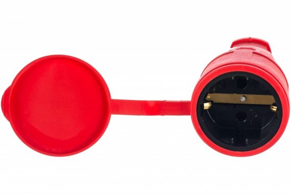 Фотография товара 'Feron Розетка переносная 1-местная с/з, с крышкой, каучук, серия Одри, RST16-21-44 (РА 16-005), красный 39195'