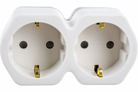 Фотография товара 'Feron Разветвитель сетевой 2-местный с/з, ADP16-12-20, белый/серый 32870'