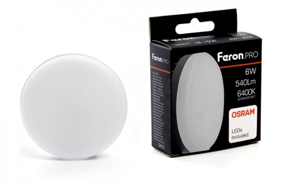 Фотография товара 'Feron 38201 Лампа светодиодная LB-1506, GX53 (таблетка), 6W 230V GX53 6400К'