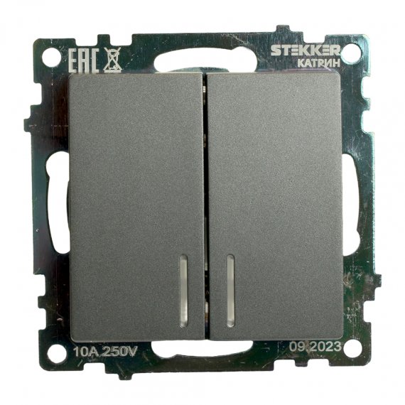 Фотография товара 'Feron 49409 Выключатели двухклавишный STEKKER GLS10-7102-06, серия Катрин'