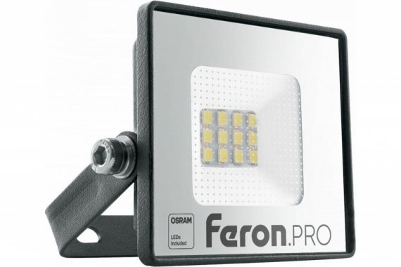 Фотография товара 'Feron Прожектор светодиодный 10W 6400K IP65 AC220-240V/50Hz, черный, LL-1000 41537'
