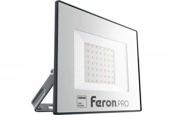 Фотография товара 'Feron Прожектор светодиодный 50W 6400K IP65 AC175-265V/50Hz, черный, LL-1000 41540'