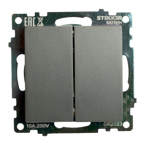 Фотография товара 'Feron 49411 Выключатели двухклавишный STEKKER GLS10-7104-06, серия Катрин'