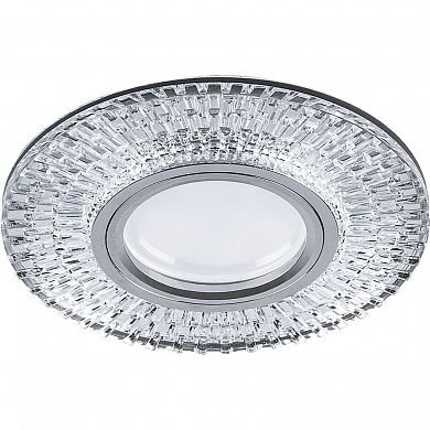Фотография товара 'Feron CD943 Светильник встраиваемый с LED подсветкой потолочный MR16 G5.3 прозрачный, хром 32991'