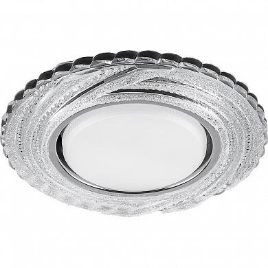 Фотография товара 'Feron CD4037 Светильник встраиваемый с LED подсветкой потолочный GX53 без лампы, прозрачный, хром 40504'