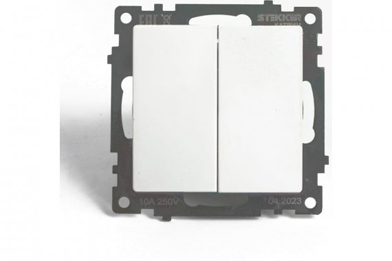 Фотография товара 'Feron 49166 Выключатель двухклавишный STEKKER GLS10-7107-01, серия Катрин'