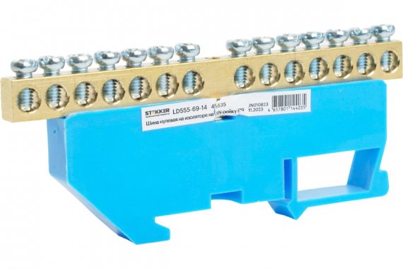 Фотография товара 'Feron 49535 LD555-69-14 Шина "N" на изоляторе 6*9 на DIN-рейку 14 выводов'