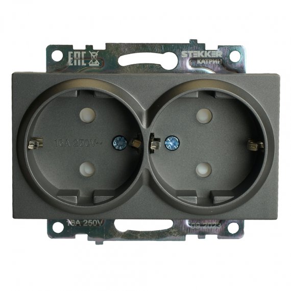 Фотография товара 'Feron 49425 Розетка STEKKER GLS16-7114-06 на 2 гнездо, с заземлением'