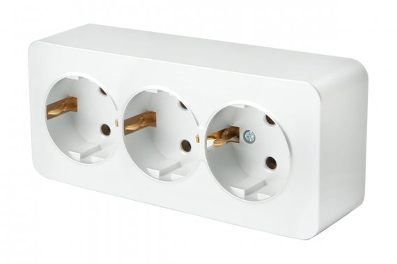 Фотография товара 'Feron 49306 Розетка STEKKER MST16-13-01 на 3 гнездо, с заземлением'