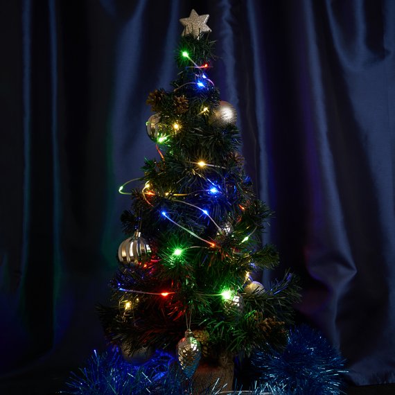 Фотография товара 'Feron Гирлянда линейная , 50LED, (мультиколор), настраивается контроллером, 5м+3м прозрачный шнур, 48618'