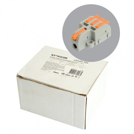 Фотография товара 'Feron 49787 Клемма пружинная компактная STEKKER LD220-103, 4-проводная 0,2-4мм2, 450В, 32А'