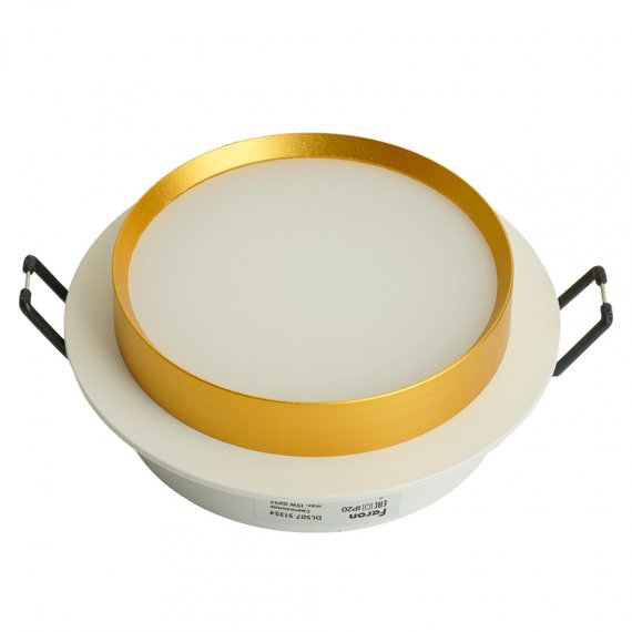 Фотография товара 'Feron Светильник потолочный встраиваемый (ФВО) , под лампу GX53 GX53, белый+золото, круг, 110*110*40 мм, 51354'