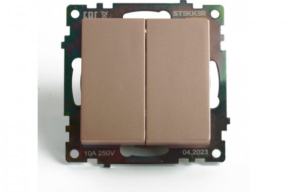 Фотография товара 'Feron 49169 Выключатель двухклавишный STEKKER GLS10-7107-02, серия Катрин'