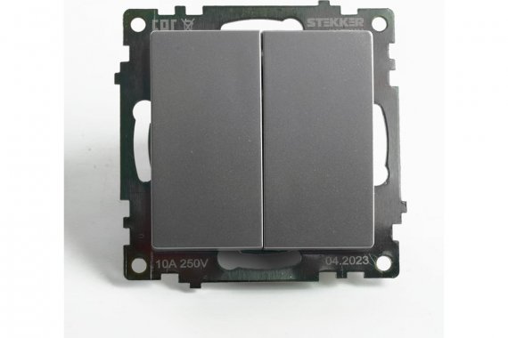 Фотография товара 'Feron 49168 Выключатель двухклавишный STEKKER GLS10-7107-03, серия Катрин'