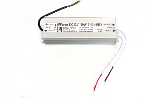 Фотография товара 'Feron 48060 Трансформатор электронный для светодиодной ленты 150W 12V IP67'