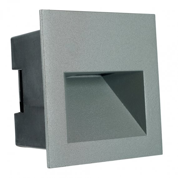 Фотография товара 'Feron Светильник встраиваемый светодиодный, для лестничной подсветки (ДВУ) , 3W 4000К (белый натуральный), 110-265V, 80Lm, IP65, цвет серый, 51957'