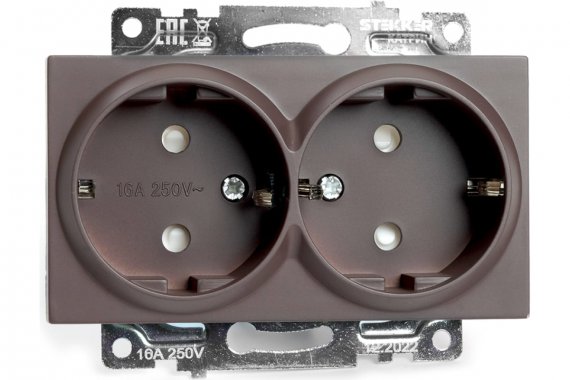 Фотография товара 'Feron 49030 Розетка STEKKER GLS16-7114-04 на 2 гнездо, с заземлением'