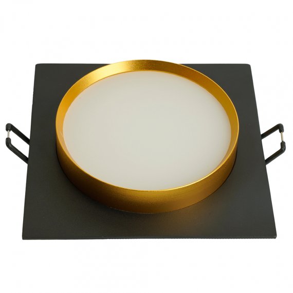 Фотография товара 'Feron Светильник потолочный встраиваемый (ФВО) , под лампу GX53 GX53, черный+золото, квадрат, 110*110*40 мм, монтажный диаметр 90мм, 51364'