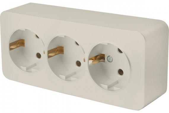 Фотография товара 'Feron 49501 Розетка STEKKER MST16-13-04 на 3 гнездо, с заземлением'