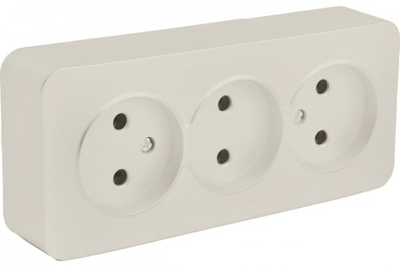 Фотография товара 'Feron 49499 Розетка STEKKER MST10-13-04 на 3 гнездо, без заземления'