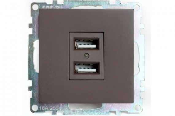 Фотография товара 'Feron 49027 Розетка STEKKER GLS10-7115-04 на 2 гнездо размер 55*55*35мм'